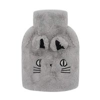 1 Liter Transparent Rubber Hot Water Bottle with Plush Fleece Cover, Soft Warm Water Bag Hand Feet Belly Warmer