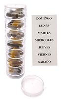 Spanish Weekly Stackable 7 Day Clear Pill Organizer with 2 Lids and a Set of Spanish Labels (Small - Spanish)