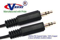 Stereo Cable, 25 Ft 3.5mm Gold Plated (1/8") Stereo Male/Male Mini Plug Patch Cable