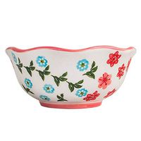 Bowl Ceramic Tableware Pink Creative Wavy Side Soup Bowl Home and Vegetable Fruit Salad Plate 12.5x5.8cm Household tableware, retro bowl