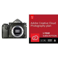 Pentax KP 24.32 Ultra-Compact Weatherproof DSLR with 3" LCD, Black with Adobe Creative Cloud Photography Plan 20 GB (Photoshop+Lightroom) 12-Month Subscription