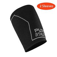 Pure Athlete Technical Thigh Compression Sleeve- Men Women Hamstring, Thigh, Groin, Quad Support Relief (Medium, Black - 2 Sleeves)