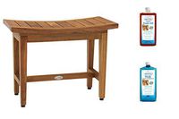AquaTeak Patented 24" Maluku Lotus Teak Shower Bench & AquaTeak Two-Step Care Kit