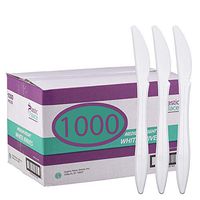 Plastic Palace MAIN-54137 Pa Disposable Plastic Knives in Bulk, Medium Weight & White (Case of 1000), White