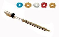 Sujok Hand Acupuncture Needle Injector (Gravity Inserter) Built in Magnet - L - 13cm (Total) Silver + 5pcs Sujok Finger Massager Rings