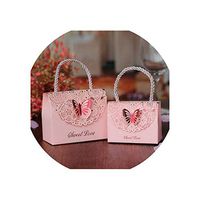 50Pcs/Lot Laser Cut Flower Gift Bags Candy Boxes Weddings Portable Gift Box Partyr Decoration,Purple,110X90X55Mm