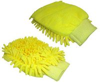 Best Vacuum Filter 2 Pack Yellow Two Sided Microfiber Wash and Dusting Mitt Glove with Elastic Wrist Band