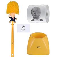 Donald Trump Toilet Brush Toilet Paper Bundle Funny Political Gag Novelty Item(Holder Included) (Yellow)