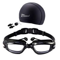Swimming Glasses for Men&Women Goggles UV Protection Non-Fogging Swimming Cap Nose Clip Earplugs (Black)