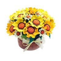 Flower Potted Felt Applique Kits for Beginners Needle Felting Craft Supplies |Color - Sunflower|