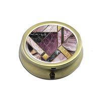 Pill Case - Cheliz Compact 3 Compartment Medicine Case, Pill Box for Pocket or Purse (Pink Gold Marble)