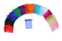 LANGSHA 200Pcs Multi-Colored Sheer Drawstring Organza Jewelry Pouches Wedding Party Christmas Favor Gift Candy Bags (2.8"x3.6")