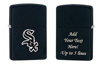 Zippo Personalized Message Engraved on Backside Chicago White Sox Team Baseball MLB Black Matte Windproof Lighter