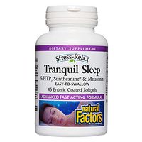 Stress-Relax Tranquil Sleep by Natural Factors, Sleep Aid with Suntheanine L-Theanine, 5-HTP, Melatonin, 45 softgels (22 servings)