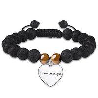 Tarsus Essential Oil Bracelet for Women Essential Oils Beads Bracelets Healing Anxiety Lava Stone Rock Diffuser Beaded I am Enough 8mm Adjustable