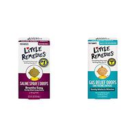 Little Remedies Saline Spray and Drops | Safe for Newborns | 0.5 Fl Oz (Pack of 1) and Little Remedies Gas Relief Drops | Berry Flavor | Safe for Newborns | 0.5 FL OZ