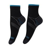 2 Pair Plantar Fasciitis Socks Black/Blue Heel Pain Foot Pain Relief Arch Support Running Gym Compression Foot Socks & Low Cut Foot Sleeves by Juniper's Secret (Large, Black/Blue)