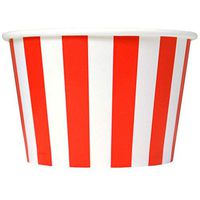 [50 Count] Valentine's Day Red Paper Ice Cream Cups - 8 oz Striped Madness Disposable Dessert Containers Perfect For Yummy Treats! Frozen Dessert Supplies