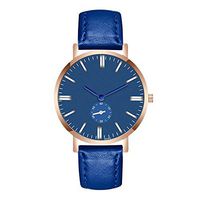 Fxbar,Fashion Men Watch Quartz Faux Leather Analog Wrist Watch Brand Luxury Business Wristwatch(Blue)