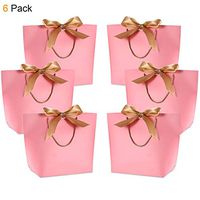Gift Bags with Handles- WantGor 14.2x10.2x4.3inch Paper Party Favor Bag Bulk with Bow Ribbon for Birthday Wedding/Bridesmaid Celebration Present Classrooms Holiday(Pink, Large- 6 Pack)