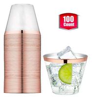 #1 Rose Gold Plastic Cups 9 oz 100 Count || Rose Gold Plastic Cups | Plastic Wine Glasses | Plastic Champagne Glasses | Wedding Cups | Rose Gold Party Cups | Rose Gold Disposable Cups | Plastic Cups