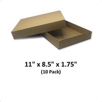 Brown Cardboard Kraft Apparel Decorative Gift Boxes with Lids for Clothing and Gifts, 11x8.5x1.75 (10 Pack) | MagicWater Supply