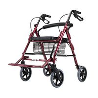 Lightweight Rollator Walker with Seat and Basket and Brakes - Folding Mobility Aid Rolling Walker 4 Wheels - Walkers for Adult, Senior, Elderly and Handicap,Red