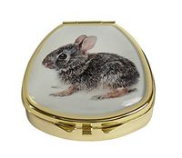 Hiutong Baby Cottontail Bunny Rabbit Custom Fan Shape Gold Glass Pill Case Decoration Metal Medicine Vitamin Tissue Unique Gift