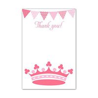 30 Blank Thank You Cards Princess Pink Coral Flag Banner Baby Shower Sprinkle Birthday Party + 30 White Envelopes