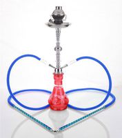 2 hose 23" Shukran Red Hookah Shisha Nargila water glass vase pipes smoke sale