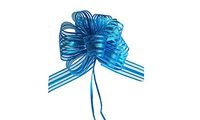 EOM Set of 8 Wedding Pull Bow Organza Striped Ribbon String with 35" Long Tulle Tails Wedding Party Bridal Giftwrap Wrapping Bows,Gift Bows, Christmas Bows Assorted Colors (Set of 10 Blue Color)