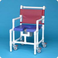 Elite Mid-Size Shower Commode with 375 Lb. Capacity - SCC8250MSRSBM - Red Seat - Blue Mesh Backrest