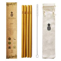 Namastraws Venti - 6 Pack Extra Long&Wide Organic Bamboo Drinking Straws - Set of 4 10'' Nms + Long Brush + Cotton Carrying Bag - Reusable, Strong & Durable - Eco Friendly Best Alternative to Plastic