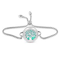 Lademayh Men's Diffuser Bracelet for Aromatherapy Essential Oils, Tree of Life Stainless Steel Diffuser Locket with Adjustable Chain Bracelet