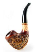 Fashion Decorated Smoking Pipe Carved Pear Root Wood Pirate + Pouch Gift! - Best Price in FPS!