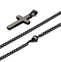 SUNKOOL Stainless Steel Chain Black Cross Necklace for Men Women 24 Inches