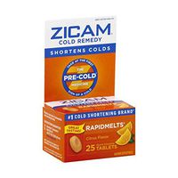 Zicam Cold Remedy Citrus RapidMelts, 25 Quick Dissolve Tablets, Clinically Proven to shorten colds when taken at the first sign, homeopathic, 25 Count (Pack of 1)