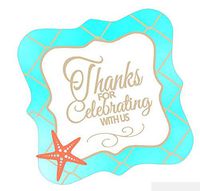 48pack Glitter Shimmer Wedding Birthday Baby Shower Guest Thank You Stickers Labels Envelope/Party Favor Decorative Seals -2inches (Seashells)