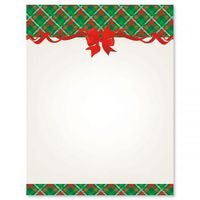 Plaid and Ribbons Christmas Letter Papers - Set of 25 Christmas Stationery Papers are 8 1/2" x 11", Compatible Computer Paper