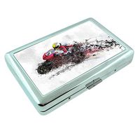 Motorcycle Em1 Hip Silver Cigarette Case Id Holder Metal Wallet 4" X 2.75" RFID Protection