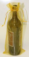 6 Gold Organza Bags - Bottle/Wine Bags Gift Pouch, 6" x 14"