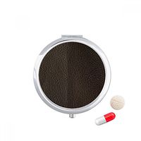 Black Leather Abstract Design Travel Pocket Pill case Medicine Drug Storage Box Dispenser Mirror Gift