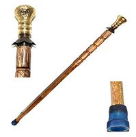 Eve.Store Replica Bat Masterson Brass Knob Handle Vintage Wooden Walking Stick Cane.