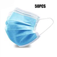Soroling Personal 50PCS Filter 3-ply Face Protection Dust-Proof Anti Spittle Eye Mask for Earloop, Blue