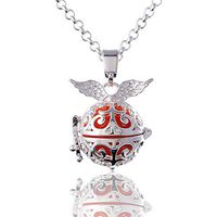 Angel Wing Cage Locket Feather Aromatherapy Essential Oil Diffuser Pendant Layered Lava Stone Necklace