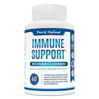 Premium Immune Support Supplement - Immune Booster for Adults w/Vitamin C, Elderberry, Zinc & Probiotics - Immune System Booster, Supports Healthy Respiratory System & Overall Wellness, 60 Capsules
