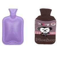 Hot Water Bottle with Cover - 1 Liter - Little Monkey Pattern