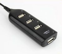 HK Black High Speed 4 Port Mini USB 2.0 Network Hub For Laptop PC