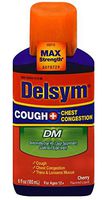 Max Strength Delsym Cough Plus Chest Congestion DM Liquid, Cherry Flavor, 6 fl. oz. Relieves Cough, Chest Congestion, and Thins & Loosens Mucus (Pack of 3)
