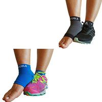 BeVisible Sports Plantar Fasciitis Sock - Compression Foot Sleeves for Men & Women for Plantar Fasciitis Heel Pain Relief with Arch Support (2 Pairs Black + Electric Blue, Small/Medium)